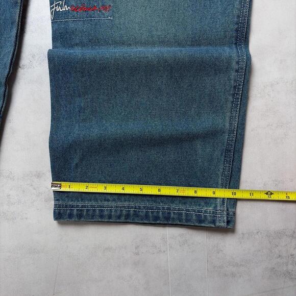 Y2K FUBU The Collection Grunge Corduroy Baggy Denim Jeans - Picture 8 of 8